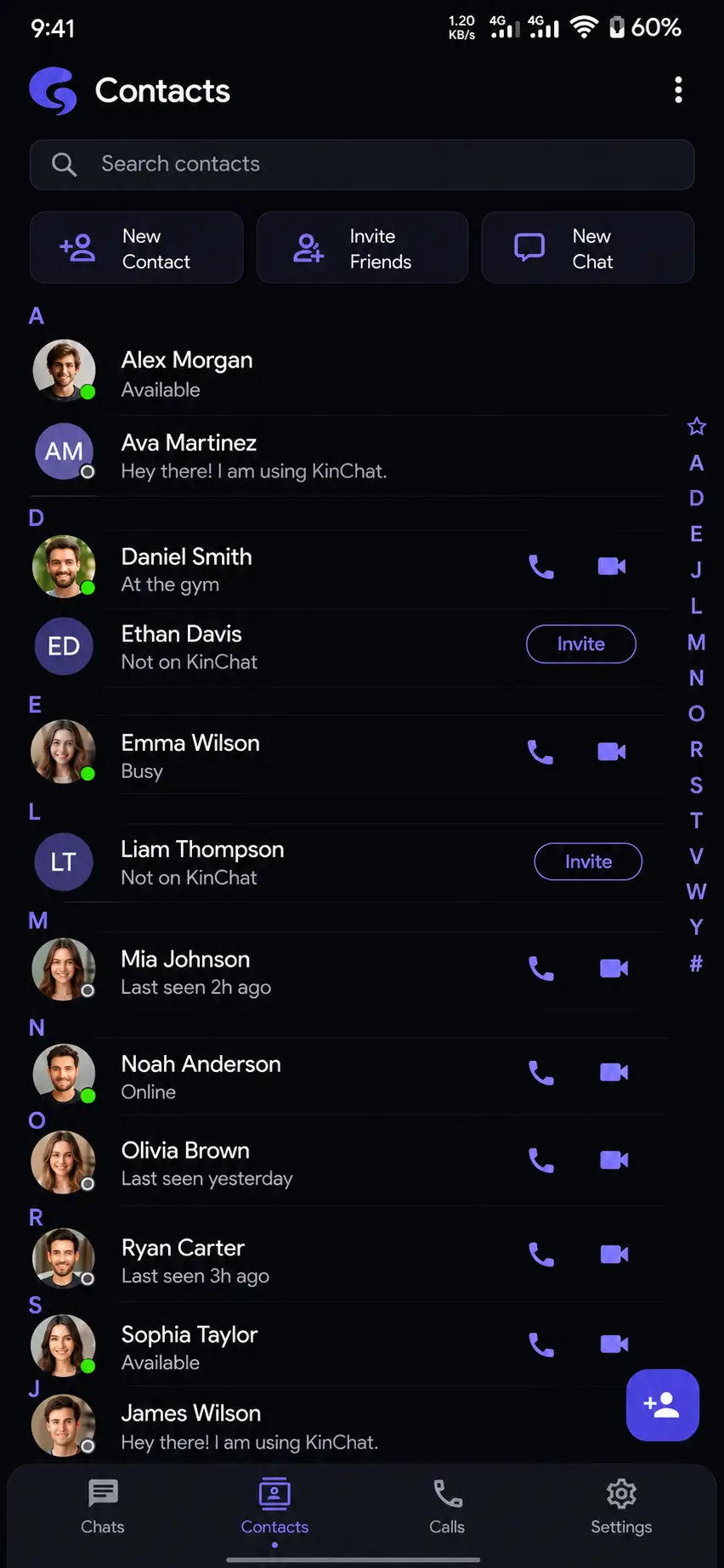 KinChat contacts